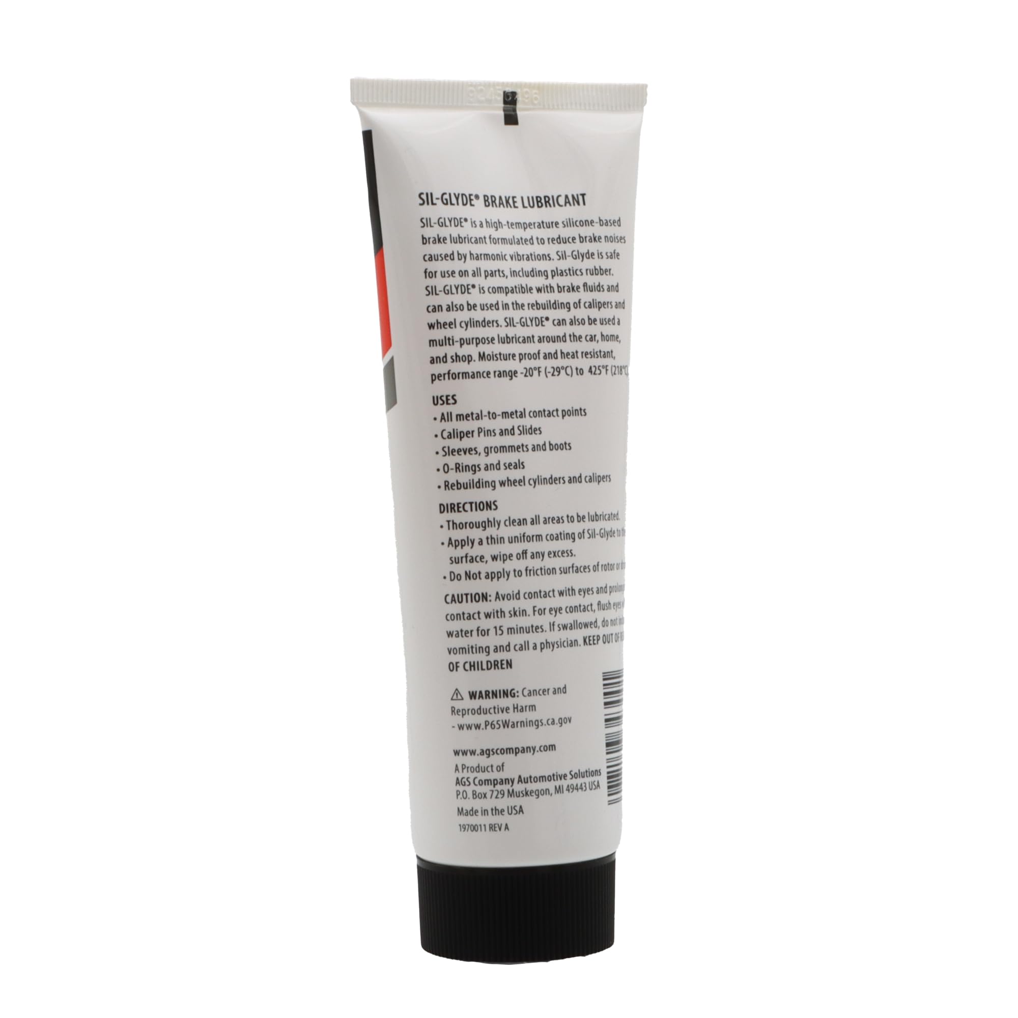 AGS SIL-Glyde 4 oz Tube Silicone Based Brake Assembly Lubricant for Eliminating Disc Brake Squeal - Moisture Proof, Heat Resistant, Rust and Corrosion Protector 🍁 All In One Marketplace Canada