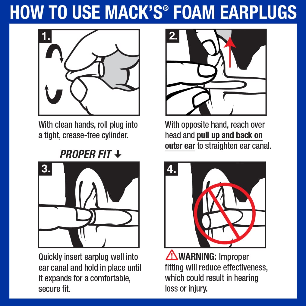 Mack's Ultra Soft Foam Earplugs, 50 Pair - 33dB Highest NRR, Comfortable Ear Plugs for Sleeping, Snoring, Travel, Concerts, Studying, Loud Noise, Work 🍁 All In One Marketplace Canada