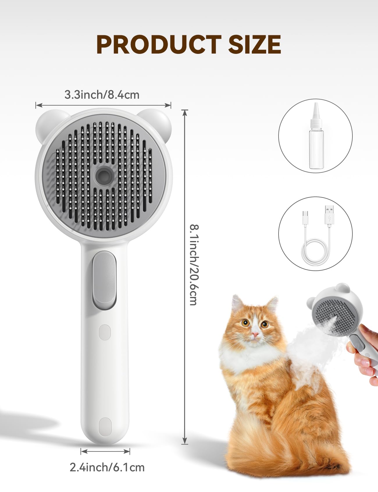 Cat Steam Brush, Cat Brushes for Indoor Cats with Release Button, Dual Speed Spray USB Rechargeable Cat Grooming Supplies, Cat Brush Shedding Suitable for All Long-haired and Short-haired Pets 🍁 All In One Marketplace Canada