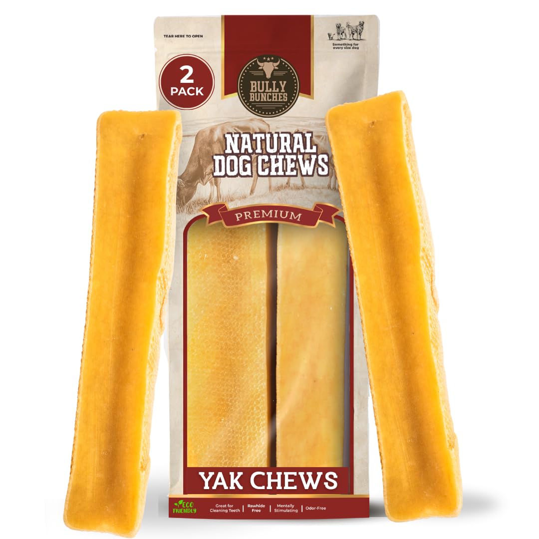 Bully Bunches Large Authentic Yak Cheese Himalayan Chews for Large Dogs & Heavy Chewers - All Natural Dog Treat Dental Chews, Made with Real Yak Milk - Lactose & Rawhide Free (2 Pk) 🍁 All In One Marketplace Canada