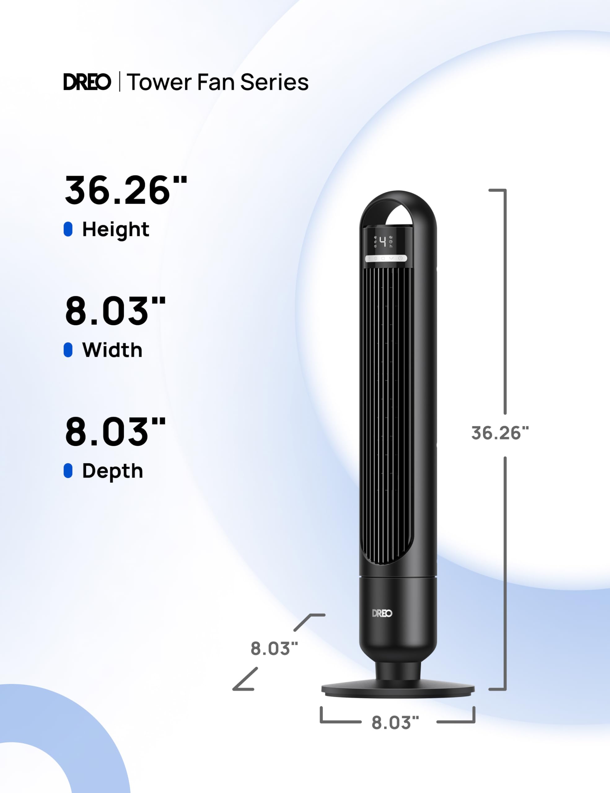 DREO Tower Fan for Bedroom, 90° Oscillating Standing Fans for Room with 4 Speeds, 3 Modes, 28dB Quiet for Sleep, 26ft/s Velocity, 8H Timer, Remote, Living Room, Office, Home, Black 🍁 All In One Marketplace Canada