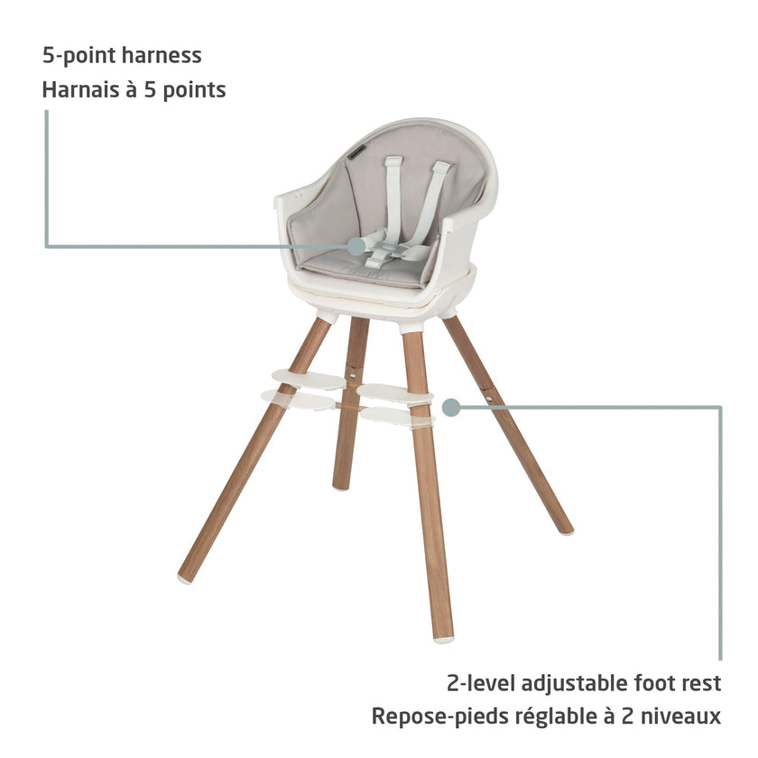 Maxi-Cosi Moa 8-in-1 High Chair, removable kitchen booster, converts to stool, table and chair, easy to clean, Horizon Sand 🍁 All In One Marketplace Canada