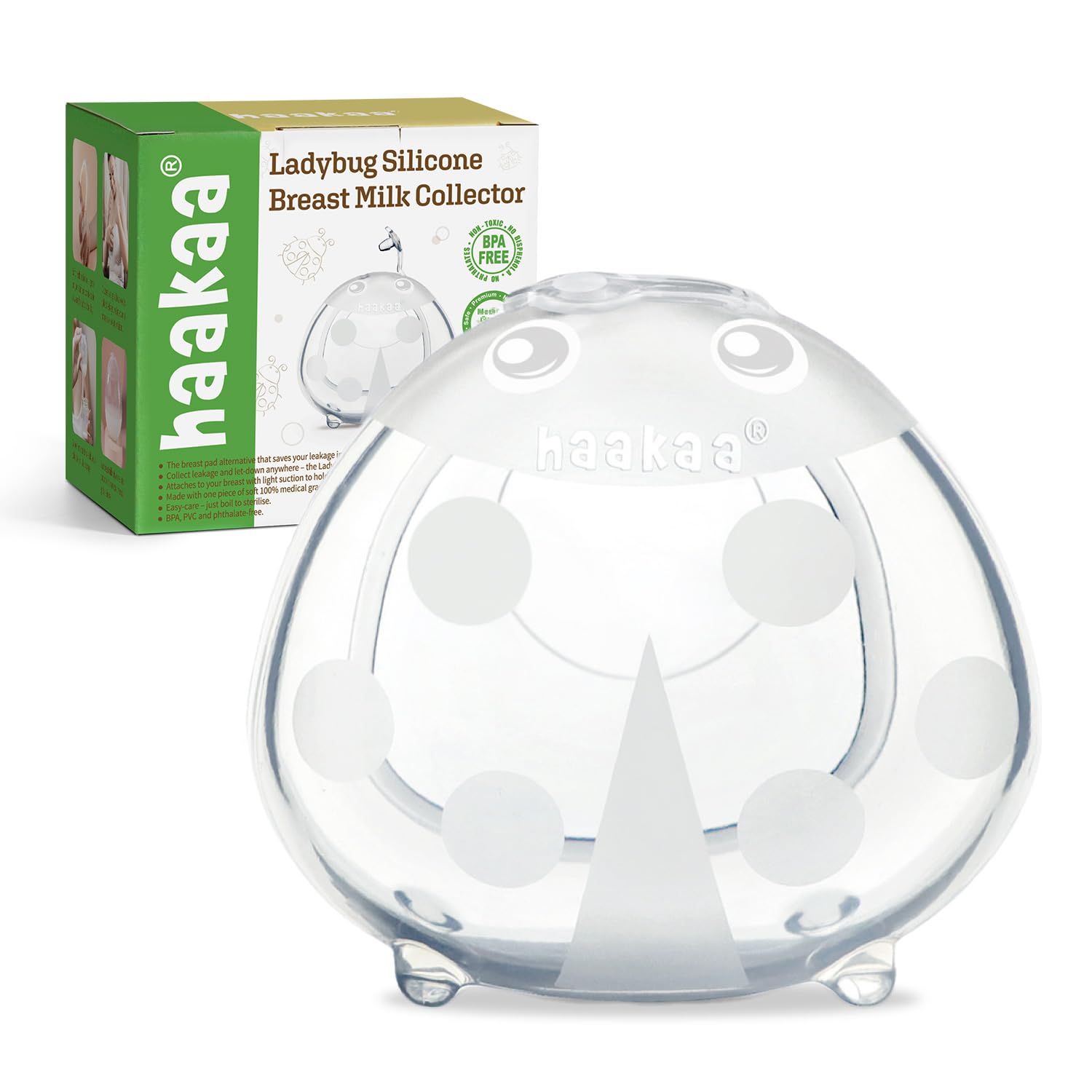 haakaa Ladybug Milk Collector Breast Shells Nursing Cup Silicone Breast Milk Collector Milk Savers for Breastfeeding Nipple Shells Protect Sore Nipples Extra-Soft and Reusable, 2.5oz/75ml, 1 PC 🍁 All In One Marketplace Canada