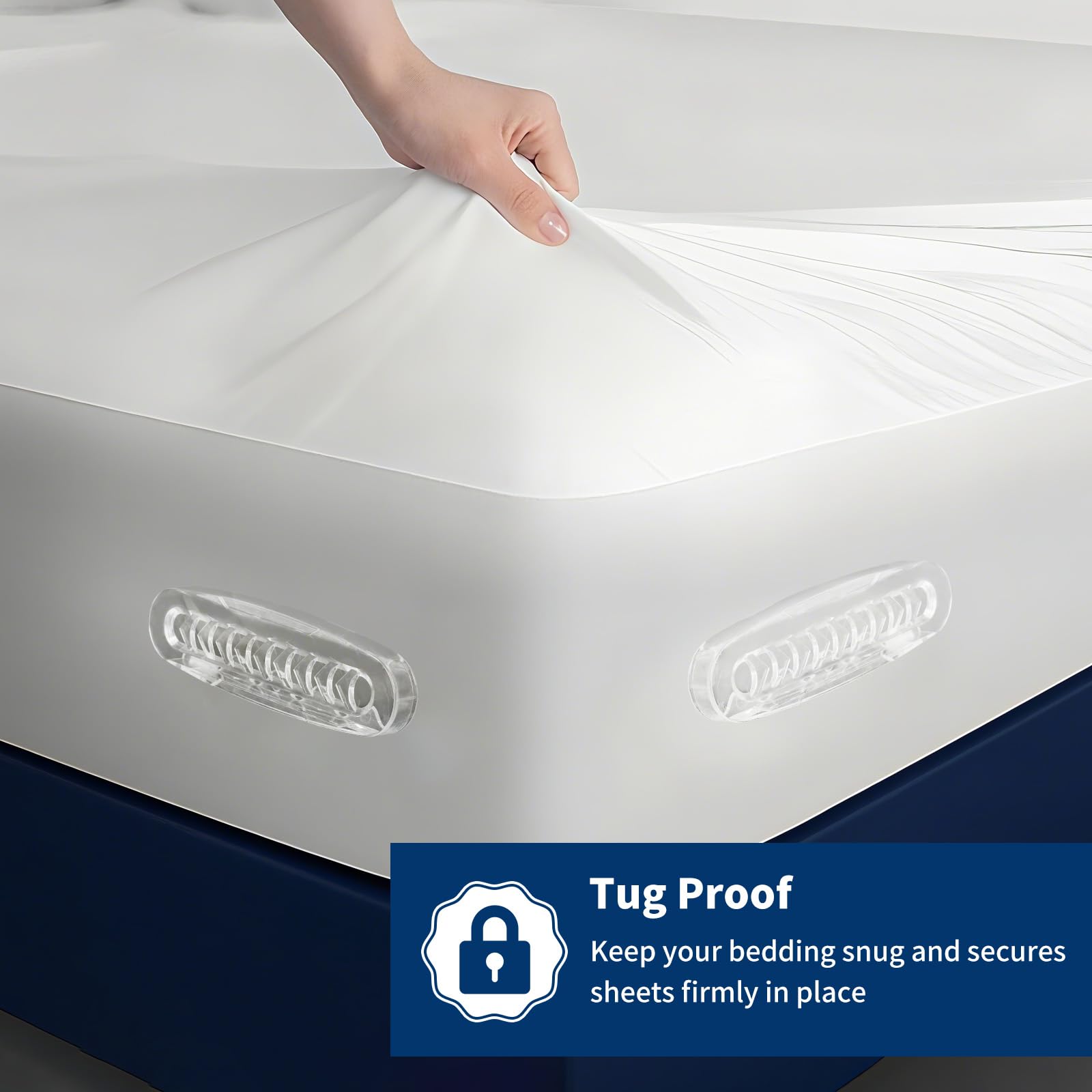 AMOVO Bed Sheet Holders for Corners Keep Sheets in Place Firmly - Foldable Fitted Sheet Holders Heavy Duty Sheet Locks Mattress Sheet Fasteners, Set of 4 Lock Sheet Clips (White) 🍁 All In One Marketplace Canada