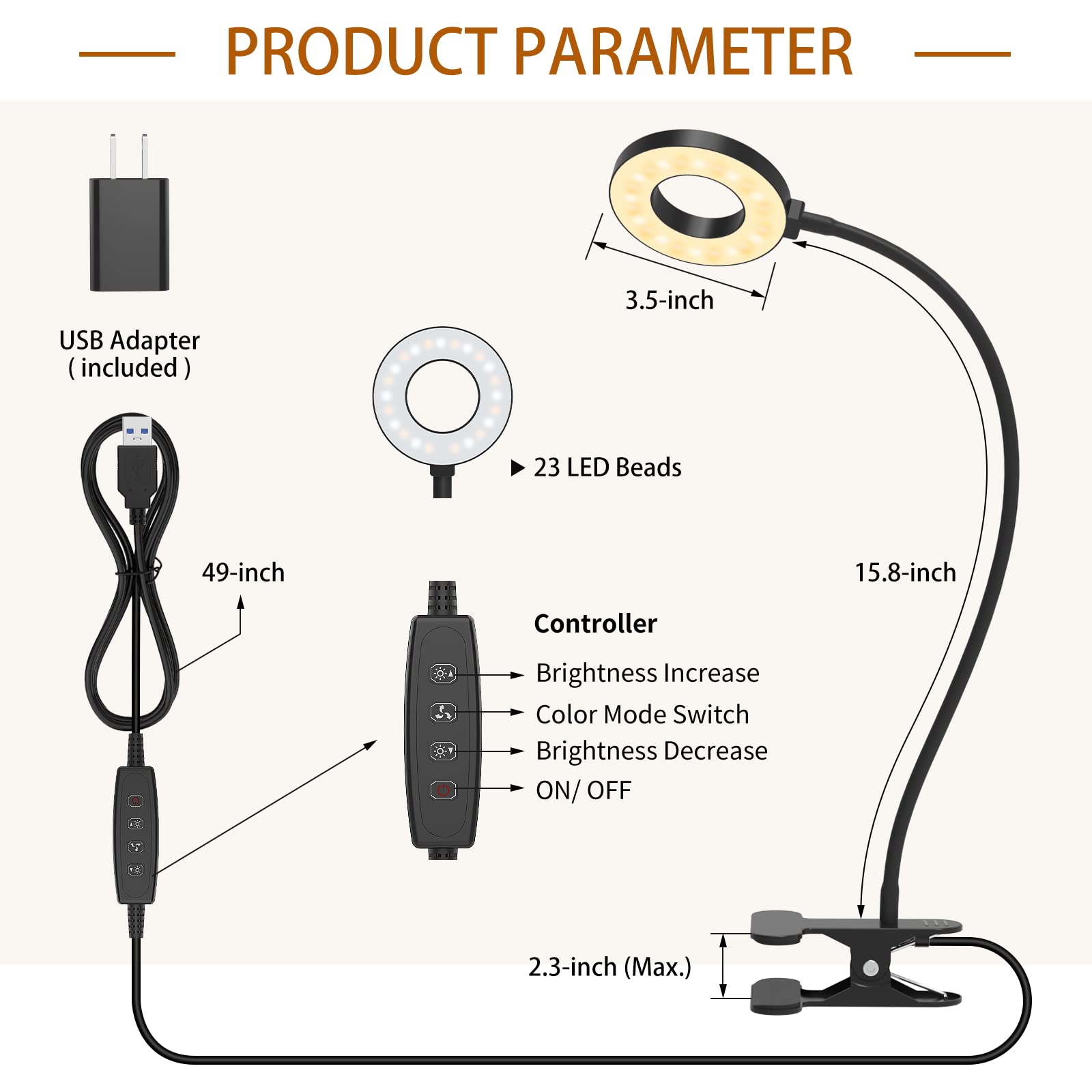 iZELL Desk Lamp, LED Reading Light with Clamp, 3 Color Modes & 10 Brightness Silicone Flexible Arm Book Light for Kids Reading Book in Bed at Night Clip on Table, Zoom Meetings - 15.8'' Black 🍁 All In One Marketplace Canada