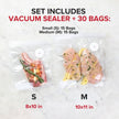 Chef Preserve Compact Vacuum Sealer for Food (Vacuum Sealer Machine + 30 Reusable Vacuum Bags) Powerful Handheld Vacuum Sealer Machine, Seal Meal Saver, Portable Food Sealer 🍁 All In One Marketplace Canada
