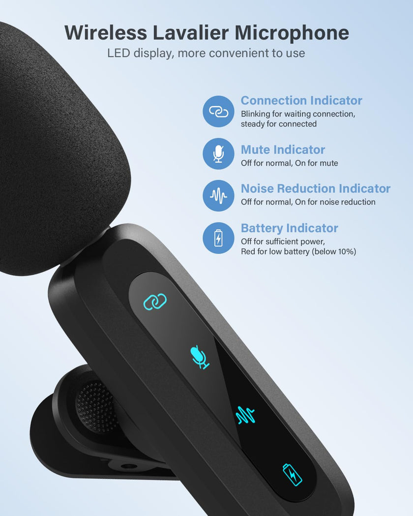 Wireless Lavalier Microphone for iPhone, iPad, Android Phone，2-Pack Mini Microphone with Noise Reduction, Auto Pairing and Mute & Reverb for Vlogging, Video Recording, TikTok, YouTube - Plug & Play 🍁 All In One Marketplace Canada