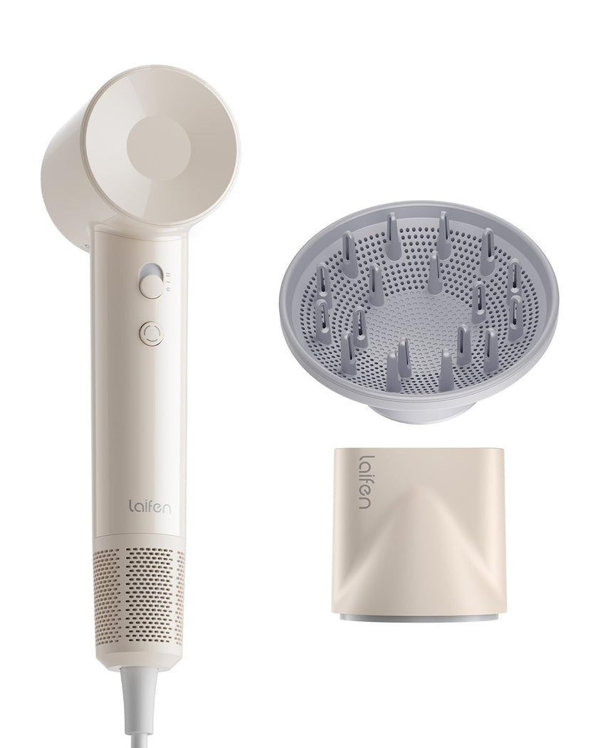 Laifen SE Lite Professional Hair Dryer, High-Speed Blow Dryer 100,000 RPM Brushless, Ionic Hair Dryer with Diffuser for Curly Hair , Fast Drying Low Noise, Diffuser Hair Dryer for Women and Men Lightweight Thermo-Control with 2 Nozzles, HD110