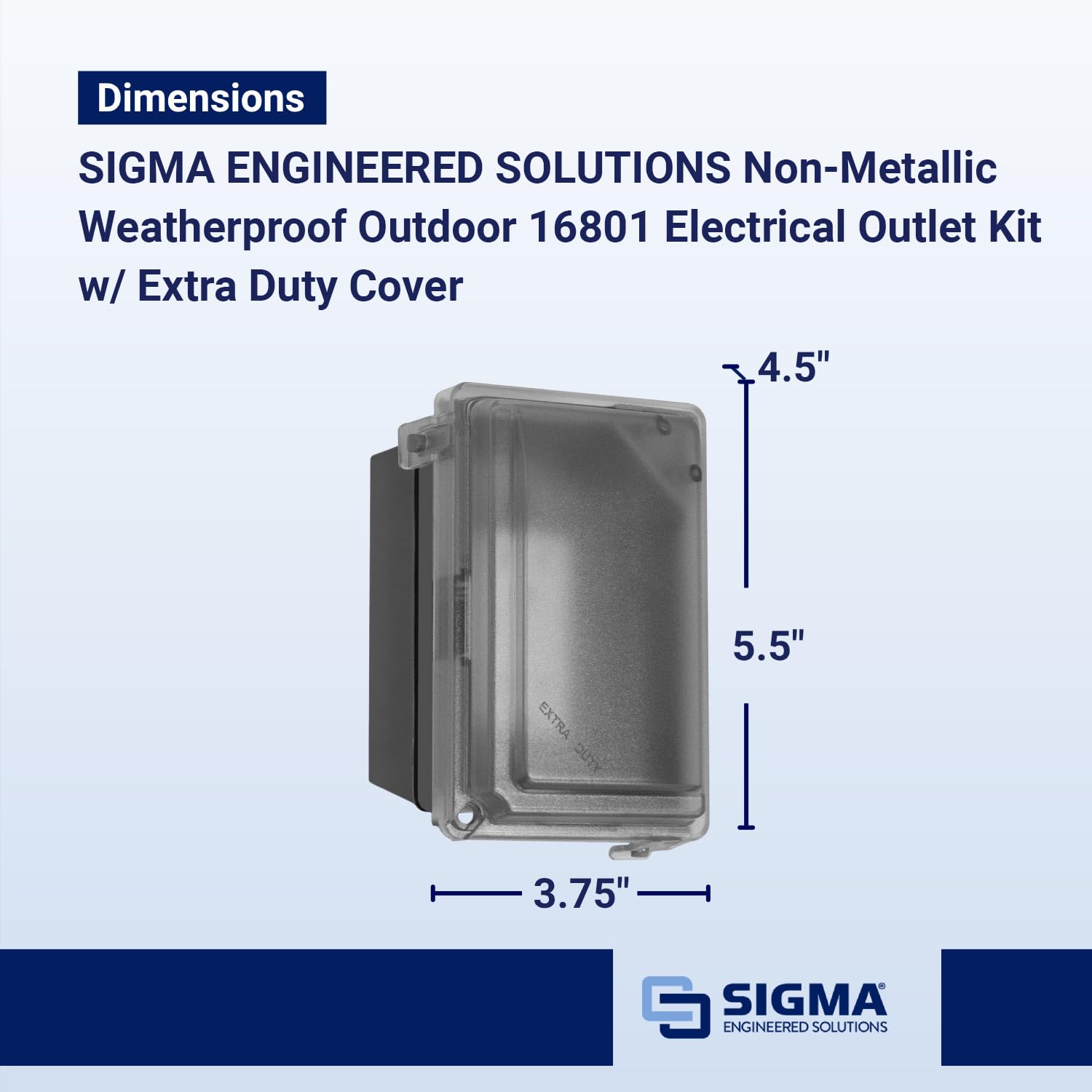 Sigma Engineered Solutions 16801 Non-Metallic Weatherproof Outdoor Electrical Outlet Kit w/Extra Duty Cover, Box and 15 Amp GFCI Receptacle, in-USE, Clear/Gray, 1 Gang, Lockable with Patented Hinge 🍁 All In One Marketplace Canada