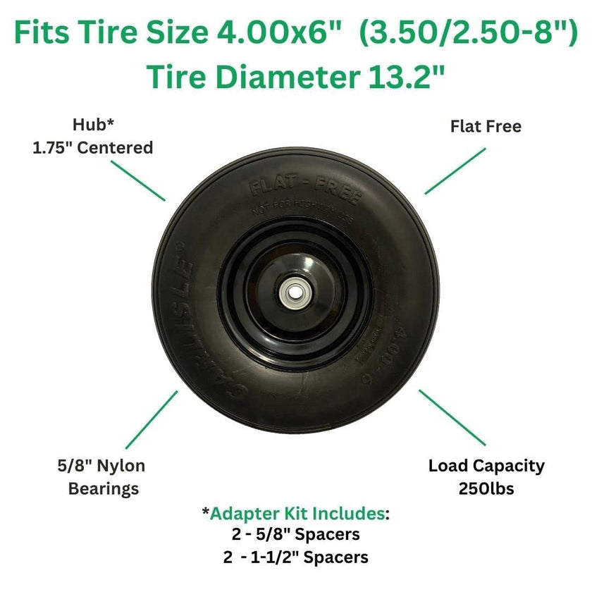 Easy Fit 4.00-6 Flat-Free Wheel Assembly for Residential Wheelbarrow Black 🍁 All In One Marketplace Canada