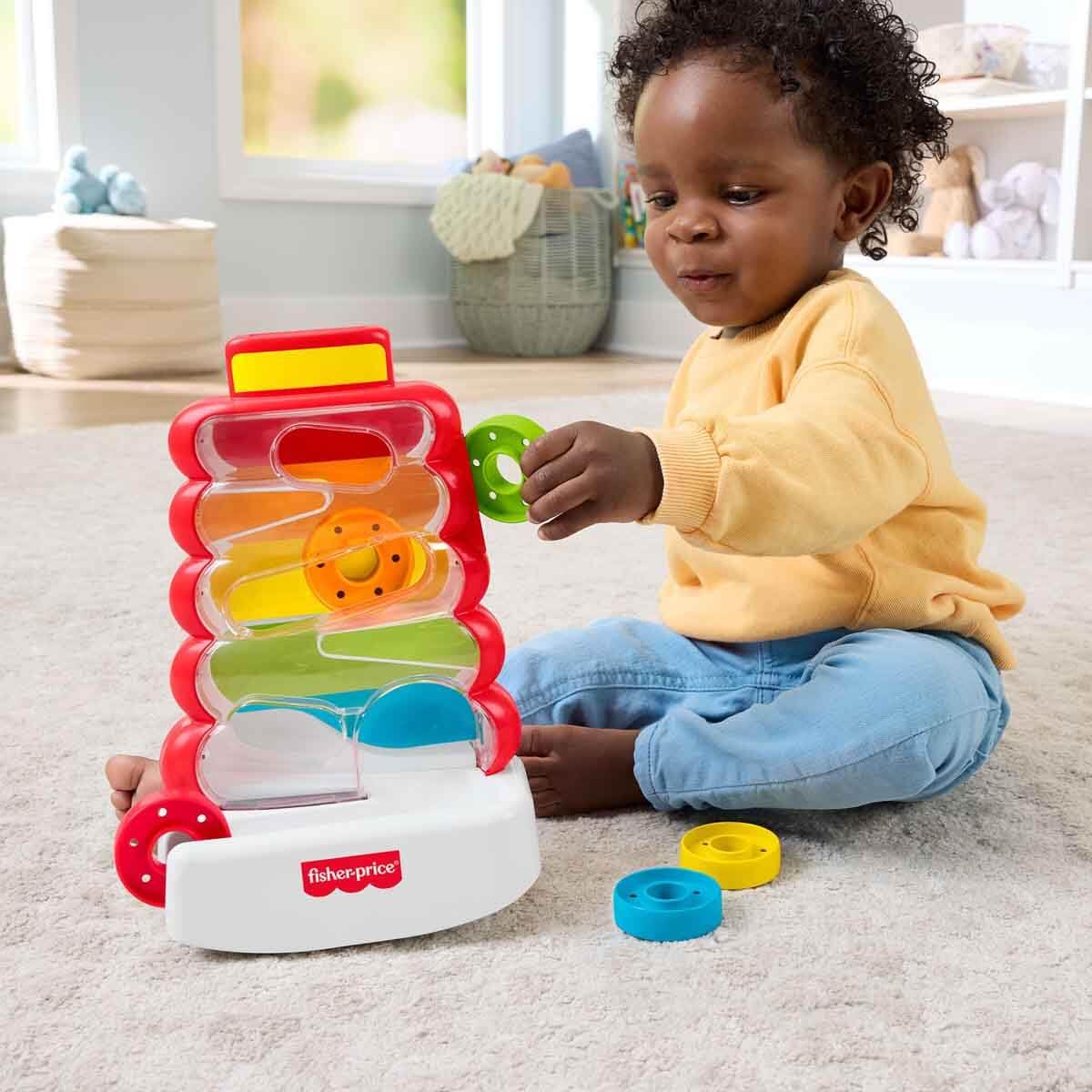 Fisher-Price Baby & Toddler Toy Drop Through Rock-a-Stack, Coin Drop Activity for Developmental Play Infants Ages 9+ Months 🍁 All In One Marketplace Canada