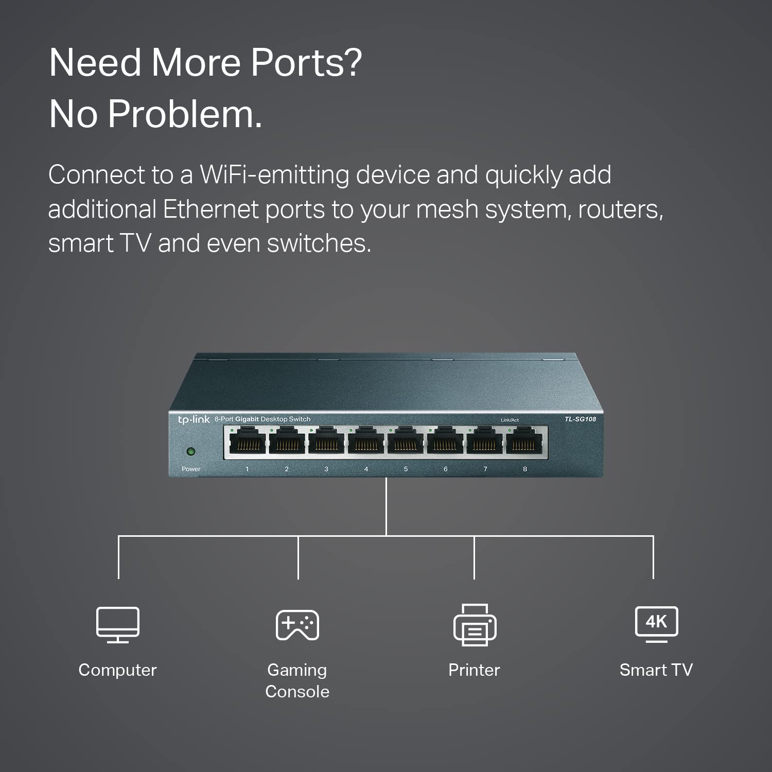 TP-Link TL-SG108 | 8 Port Gigabit Unmanaged Ethernet Network Switch, Ethernet Splitter | Plug & Play | Fanless Metal Design | Shielded Ports | Traffic Optimization | Limited Lifetime Protection 🍁 All In One Marketplace Canada