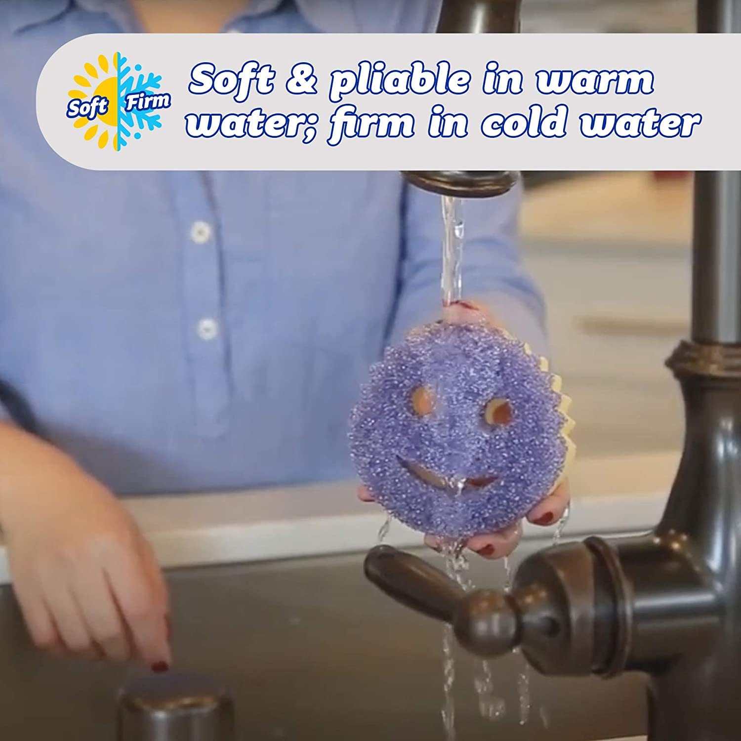 Scrub Daddy Dual Sided Sponge and Scrubber - Scrub Mommy - Scratch Free Sponge for Dishes and Home, Soft in Warm Water, Firm in Cold, Odor Resistant 4 Count 🍁 All In One Marketplace Canada