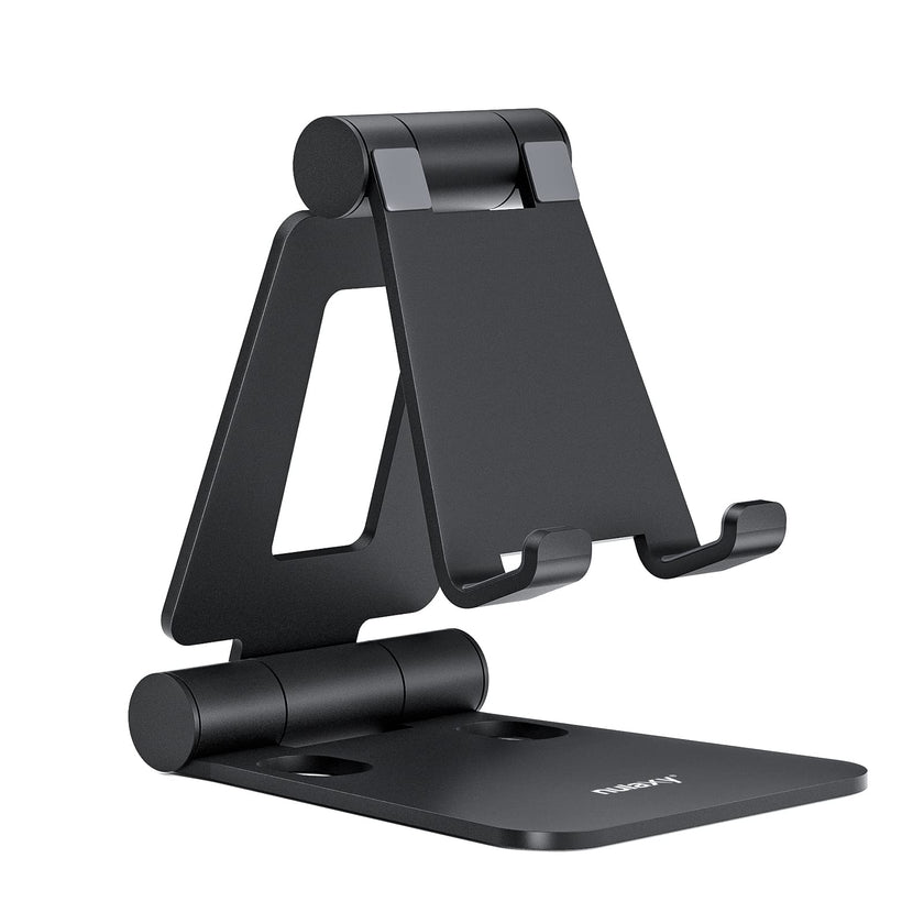 Nulaxy Dual Foldable Phone Stand for Desk, Fully Adjustable Desktop Cell Phone Holder Accessories for Office Kindle Compatible with 4-8