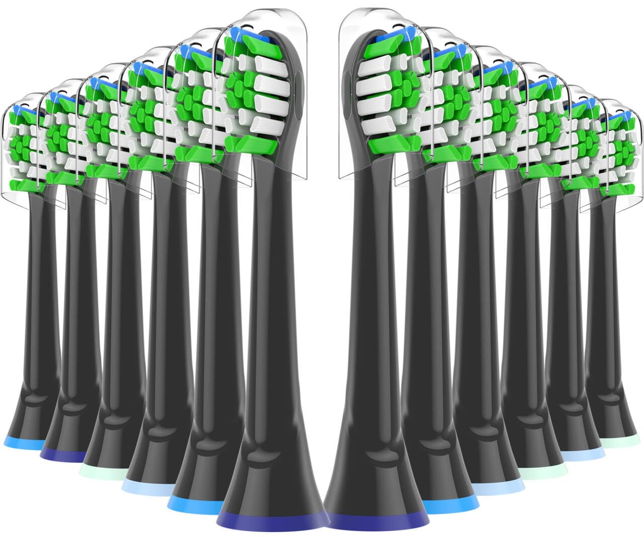 Replacement Brush Heads for Philips Sonicare Electric Toothbrush, Fit Plaque Control, Gum Health, FlexCare, HealthyWhite, Essence+ and EasyClean, 12 Pack (Black) 🍁 All In One Marketplace Canada