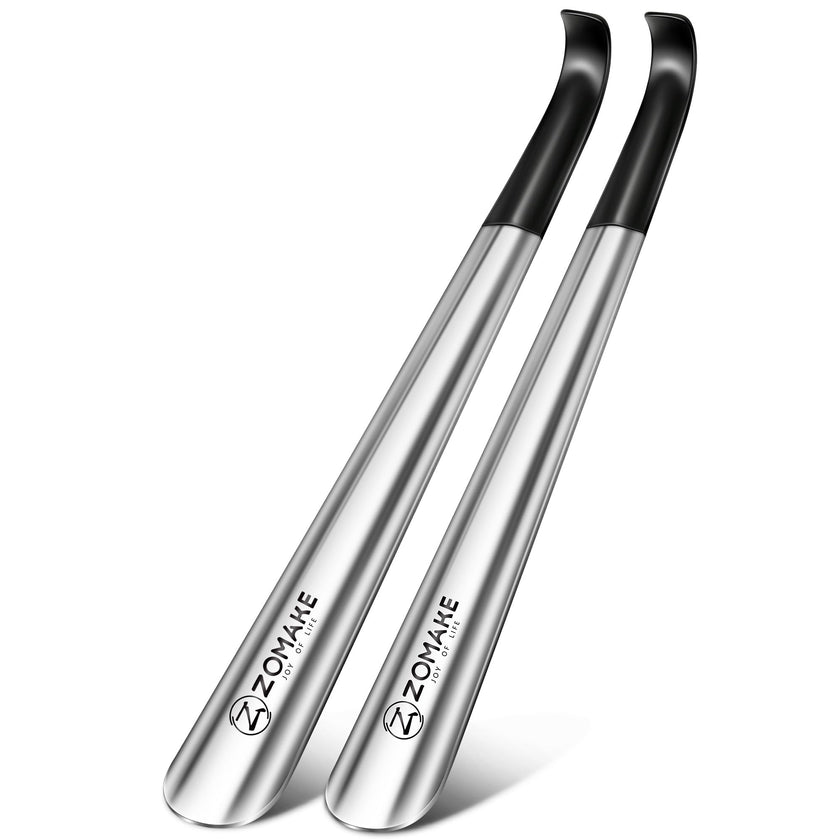 ZOMAKE Shoe Horn Long Handle,Metal Long Shoehorn for Seniors Men Women,2 Pcs 16.5