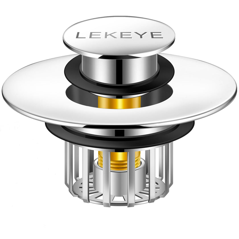 LEKEYE Tub Stopper | Shower Drain Hair Catcher | Pop-up Drain Stopper with Strainer | Bathroom Bathtub Plug | Drain Protector for 1-1/2 to 1-3/4