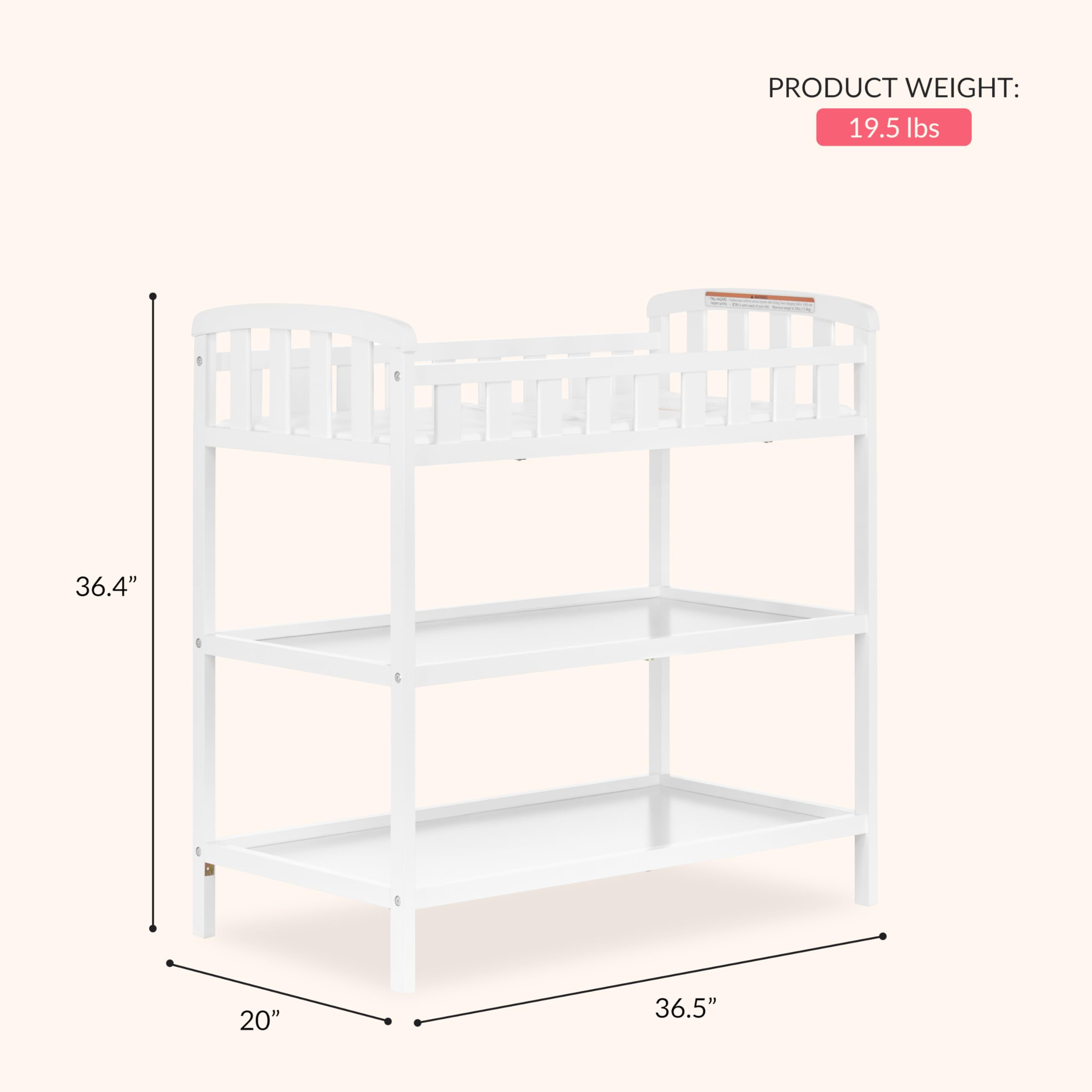 Dream On Me Emily Changing Table In White, Comes With 1