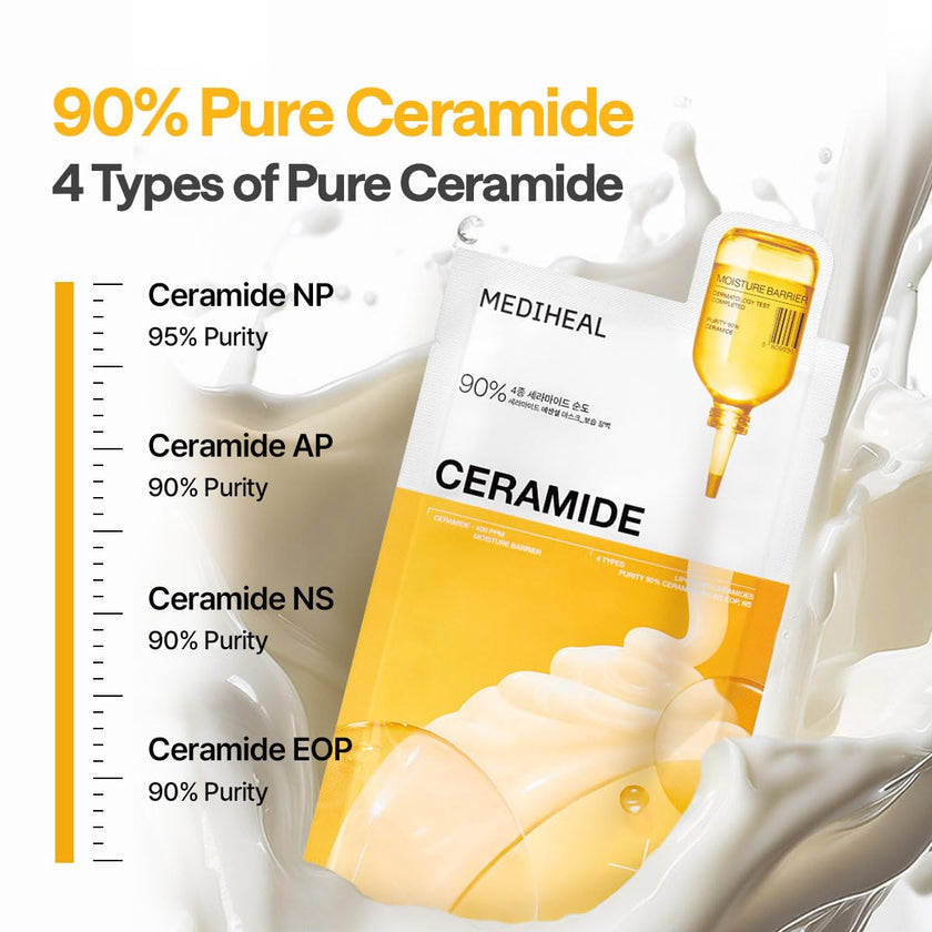MEDIHEAL Ceramide Essential Face Mask - Moisturizing, Barrier Repair with Panthenol & Adenosine for Intense Hydration for Dry & Sensitive Skin, Face Mask for Women, Vegan, Korean Skincare (10 Sheets) 🍁 All In One Marketplace Canada