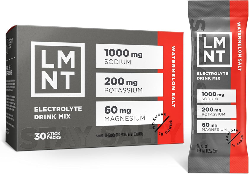 LMNT Keto Electrolyte Powder Packets | Paleo Hydration Powder | No Sugar, No Artificial Ingredients | Watermelon Salt | 30 Stick Packs 🍁 All In One Marketplace Canada