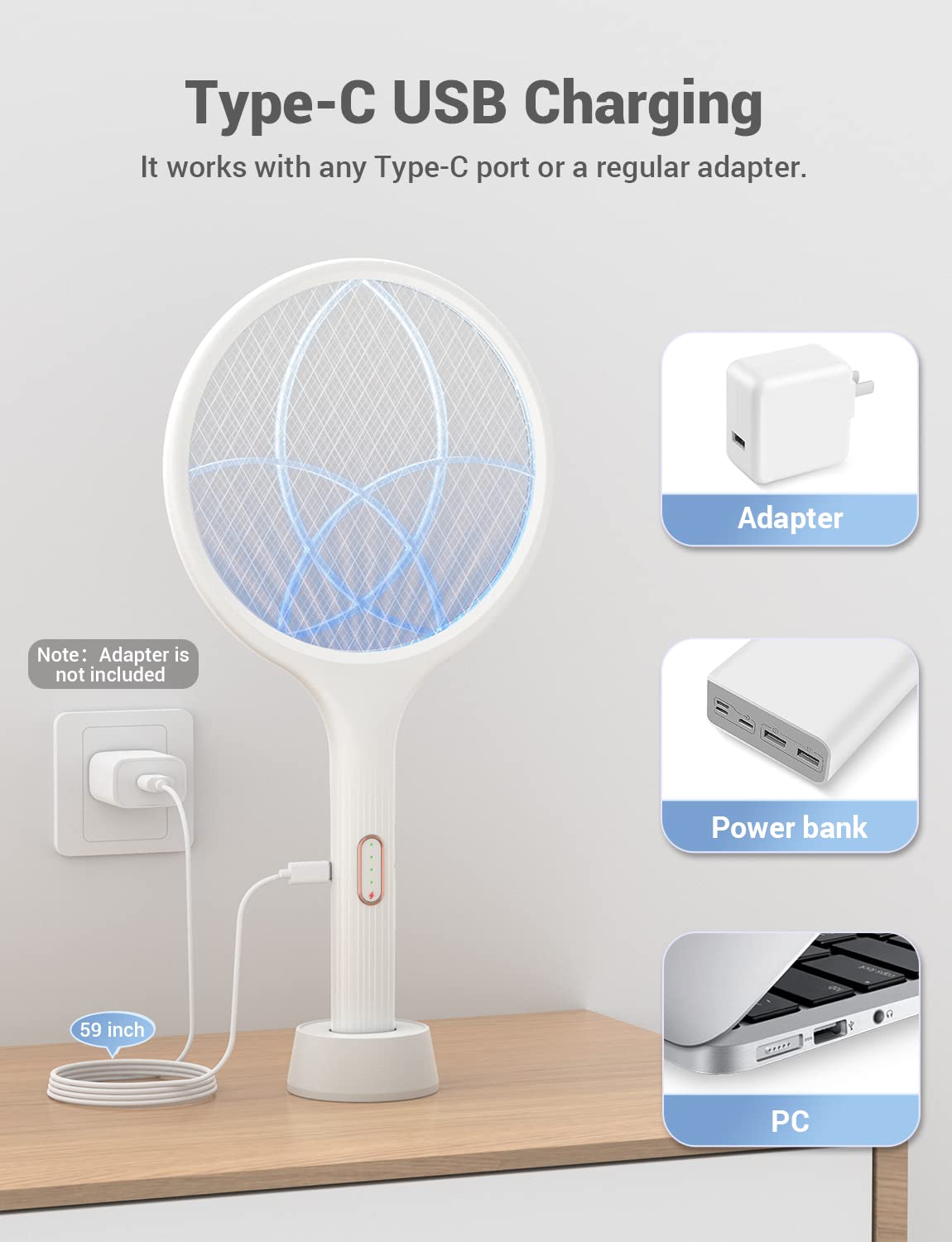 YISSVIC Bug Zapper Racket 4000 Volt Electric Fly Swatter Fly Zapper Indoor Outdoor Dual Modes with Attractant Light Rechargeable 🍁 All In One Marketplace Canada