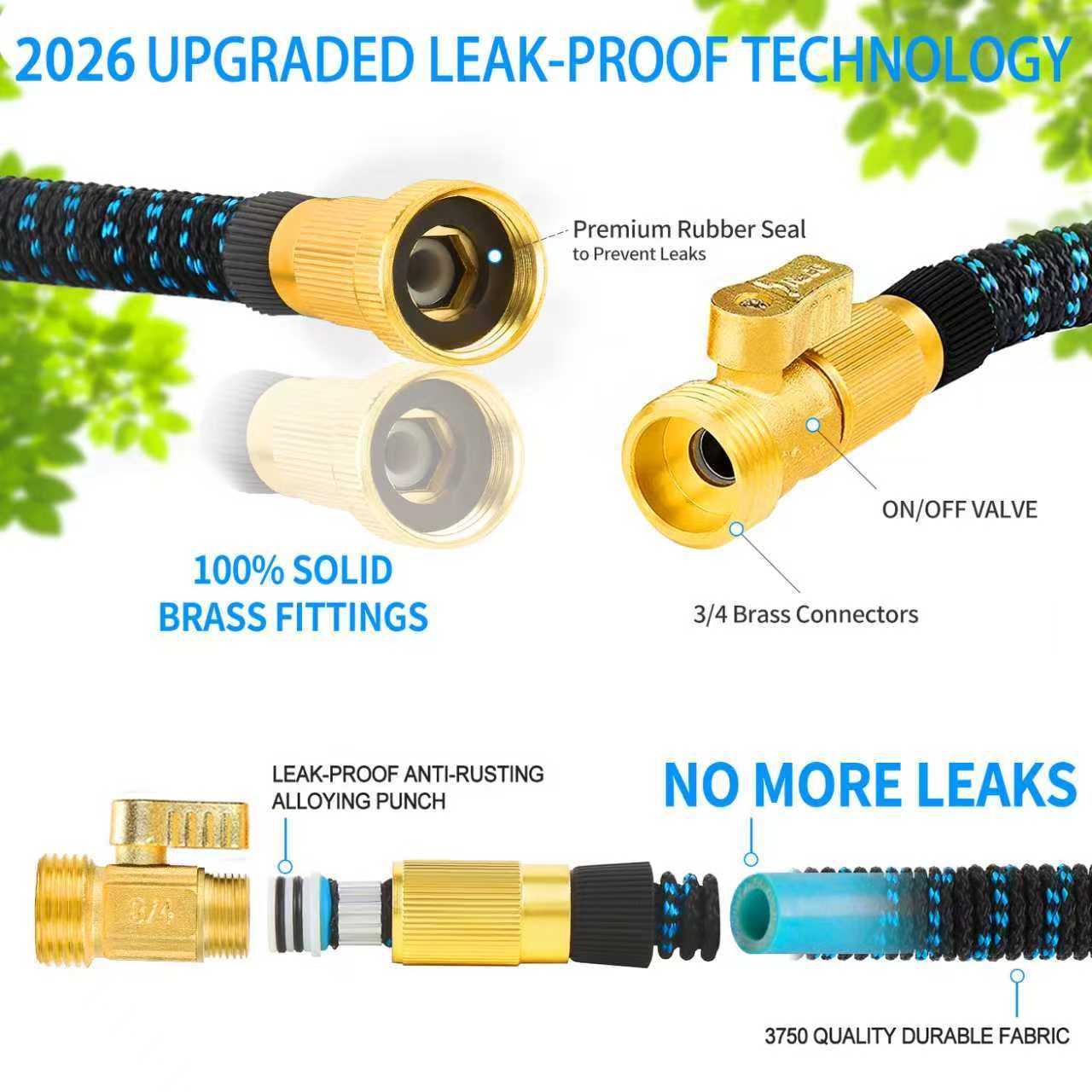 200 ft Expandable Garden Hose with 10 Spray Nozzle - Heavy Duty Superior Strength 3750D - 4 -Layer Latex Core - Expanding Water Hoses - Extra Strong Brass Connectors/Storage Bag 🍁 All In One Marketplace Canada