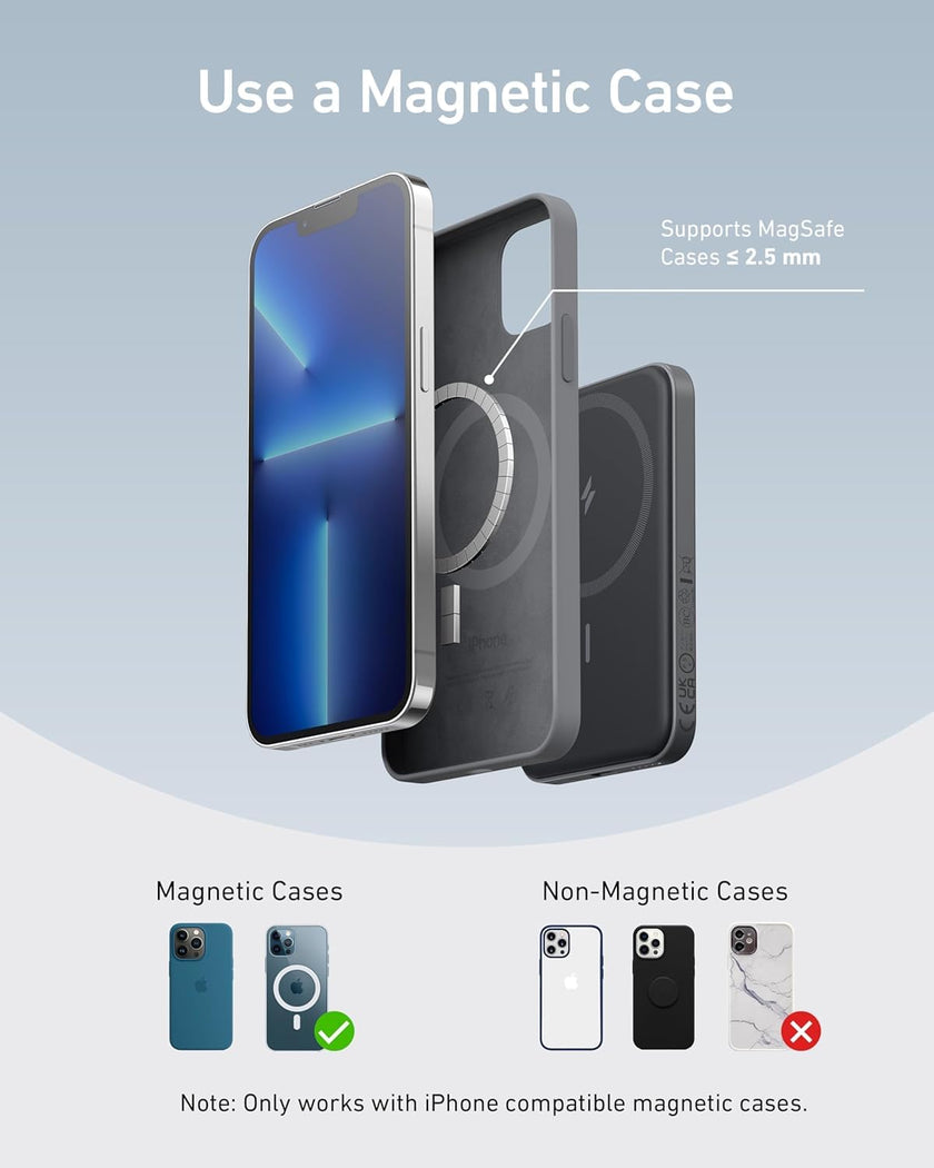 Anker Magnetic Portable Charger, 5,000 mAh Wireless Portable Charger with USB-C Cable, Battery Pack Only Compatible with Phone 15/15 Pro/15 Pro Max, iPhone 14/13/12 Series 🍁 All In One Marketplace Canada