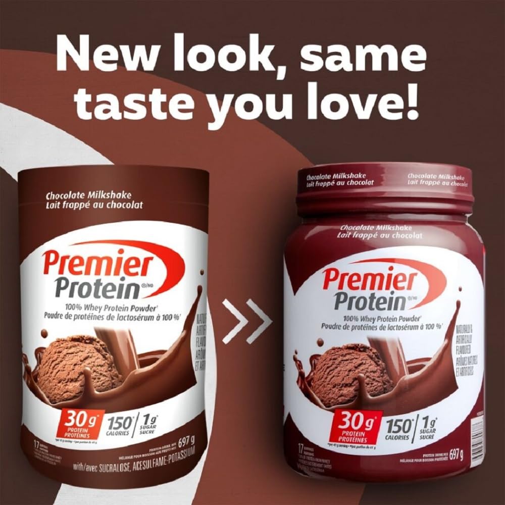 Premier Protein Powder, Chocolate Milkshake, High Protein Powder, 30g of Protein, 1g Sugar, 100% Whey Protein, Keto Friendly, Gluten Free, 17 Servings, 697 Grams 🍁 All In One Marketplace Canada