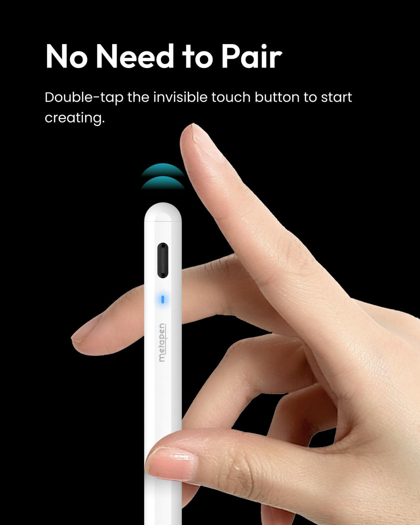 Metapen A8 iPad Pencil,Palm Rejection,4Min Fast Charging,Magnetic Attachment,Stylus Pen Compatible with iPad A16 6th-11th Gen, Air 3/4/5/M2/M3/M4, Pro 11