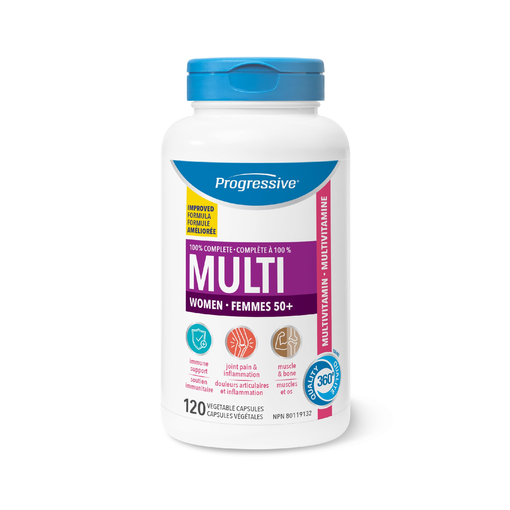 Progressive Advanced Multivitamin for Women 50+, with Black Cohosh, Chastetree, Maca, Turmeric, and CoQ10. Supports Menopause, Immunity, Heart Health, Joint Health, and Inflammation, 100% Complete, Canadian-Made, 120 Count 🍁 All In One Marketplace Canada