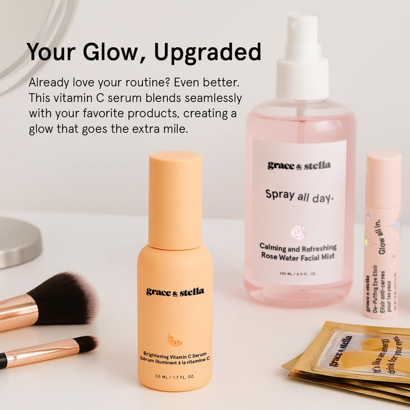 grace & stella Vitain C Serum (50ml /1.7 fl oz) - Brightening Vitamin C Face Serum with Hyaluronic Acid - To Reduce Dullness & Dark Spots - Vegan Skincare 🍁 All In One Marketplace Canada