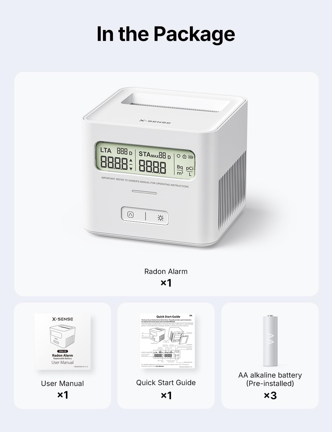 X-Sense Radon Detector for Home with LCD, Battery Powered, White 🍁 All In One Marketplace Canada