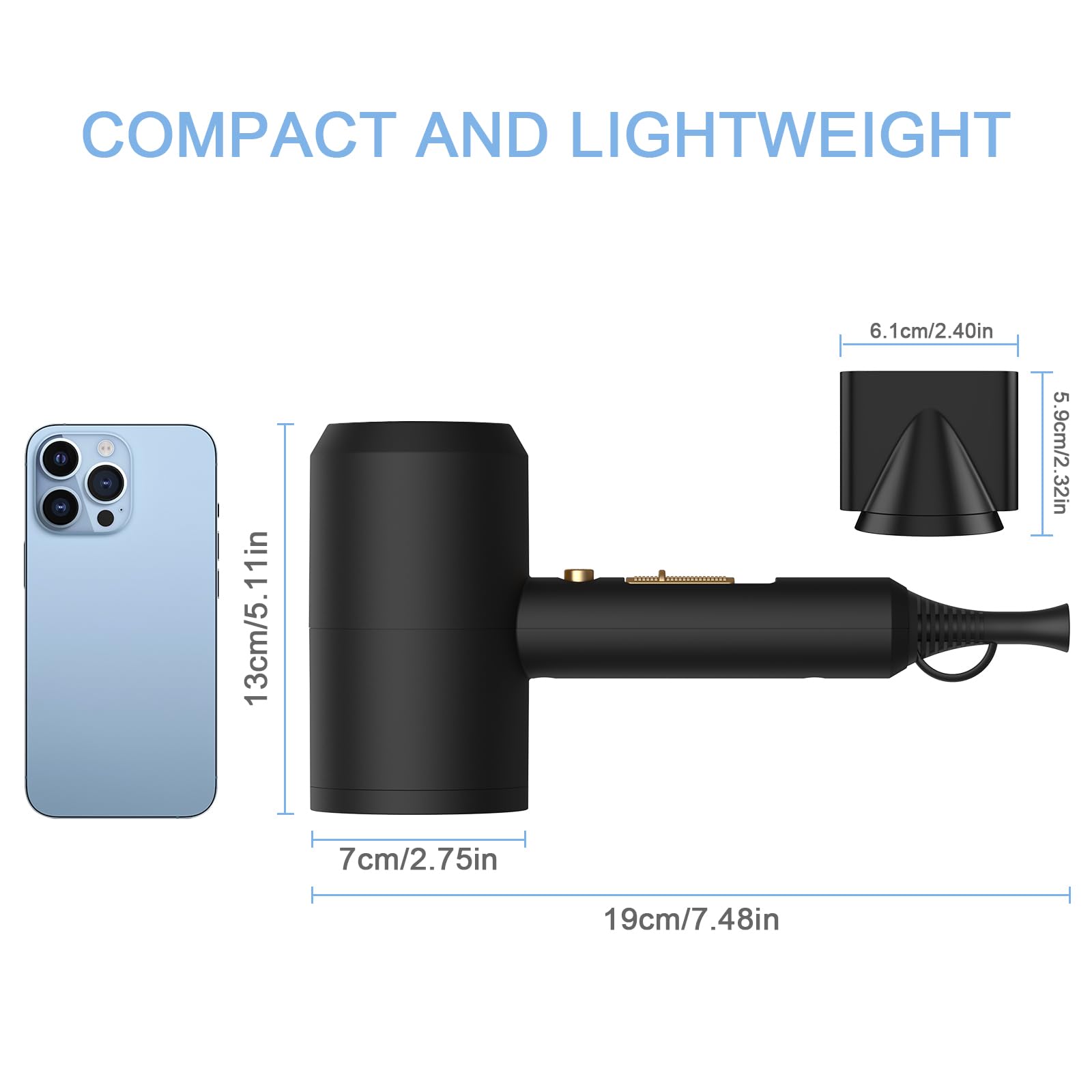 Slopehill Professional Ionic Hair Dryer, Powerful 1800W Fast Drying Low Noise Blow Dryer with 2 Concentrator Nozzle 1 Diffuser Attachments for Home Salon Travel (Black) 🍁 All In One Marketplace Canada