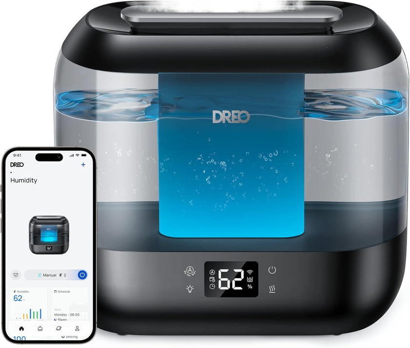 DREO Smart Humidifiers for Bedroom, Top Fill 4L Supersized Cool Mist Humidifier with Nightlight, 36H Runtime, Touch/APP/Voice Control, Quiet Ultrasonic Humidifiers for Large Room, Baby, Plants 🍁 All In One Marketplace Canada
