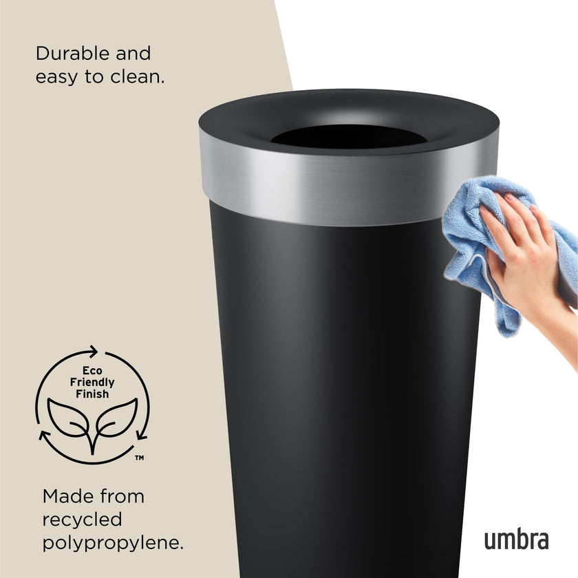 Umbra Vento Kitchen Trash Can – Large 16 Gal (62 L) Open Top Garbage Can for Home & Office – Modern Clean Design, Black/Nickel 🍁 All In One Marketplace Canada