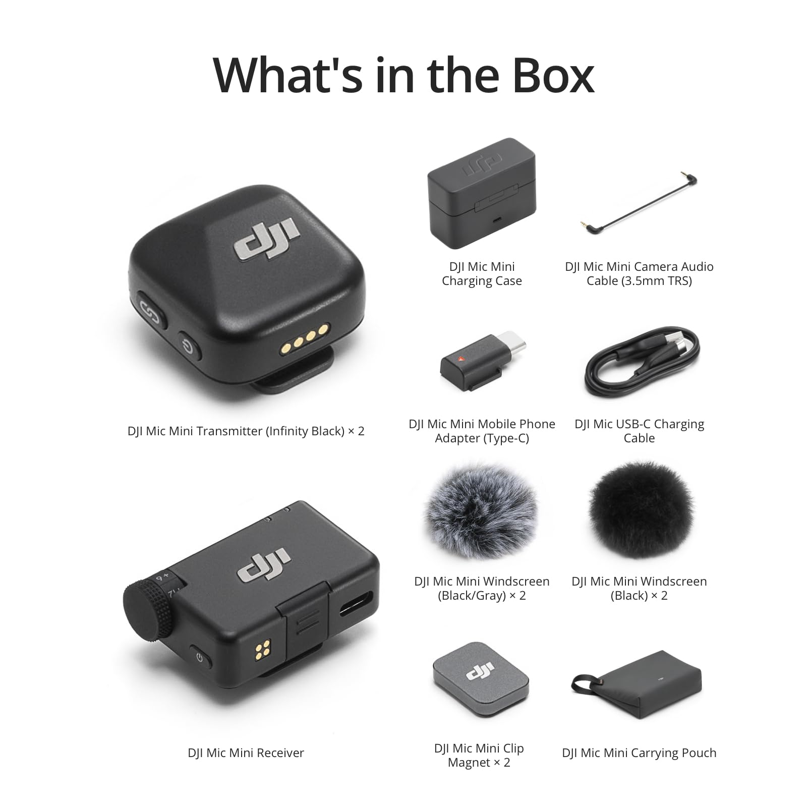 DJI Mic Mini (2 TX + 1 RX + Charging Case), Wireless Lavalier Microphone for Camera/iPhone/Android, Ultralight, Detail-Rich Audio, 48h Use, Noise Cancelling, Automatic Limiting, Vlog, Streaming 🍁 All In One Marketplace Canada