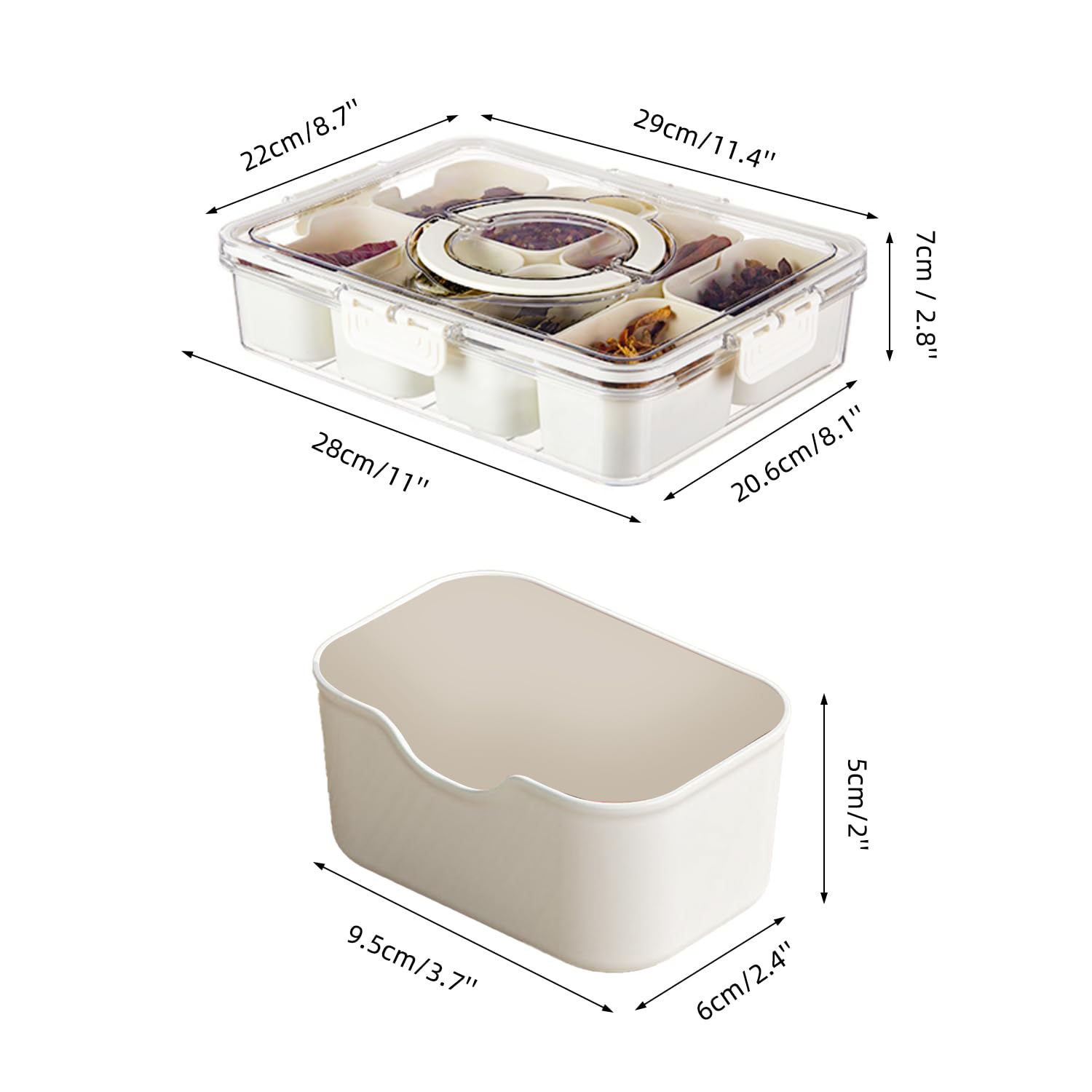 Pure Future 2-Pack Snackle Box Containers with Handles - Divided Serving Tray with Lids, 8 Compartments Charcuterie Box for Travel, Movie Nights & Parties (Hand Wash Only) 🍁 All In One Marketplace Canada