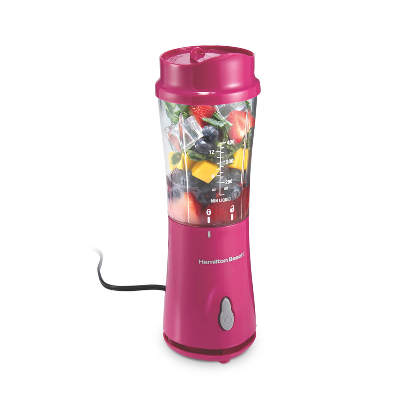 Hamilton Beach Personal Blender for Smoothies & Protein Shakes, Portable Single Serve Blender with Travel Lid, 14 oz BPA-Free Jar, 175W, Compact Countertop Blender, Raspberry, 51131G 🍁 All In One Marketplace Canada