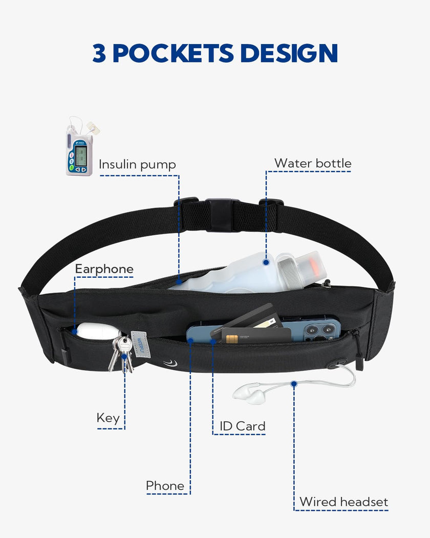 WATERFLY Running Belt Fanny Pack: Runner Marathon Jogging Waist Pack Sport Fitness Cell Phone Holder Pouch for Men Women Jogger Slim Stretchy Running Belt 🍁 All In One Marketplace Canada