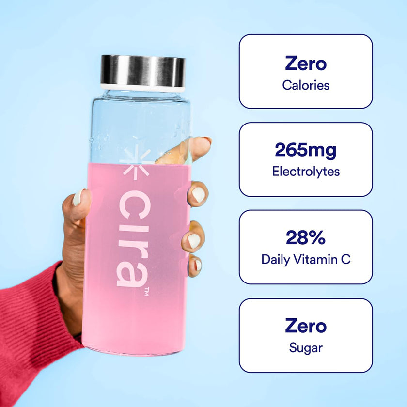 Cira Hydration Electrolytes Powder - Daily Electrolyte Powder, Sugar Free, Naturally Sweetened w/Stevia, Hydration Powder w/Himalayan Salt for Dehydration Relief - Raspberry Hibiscus, 45 Servings 🍁 All In One Marketplace Canada