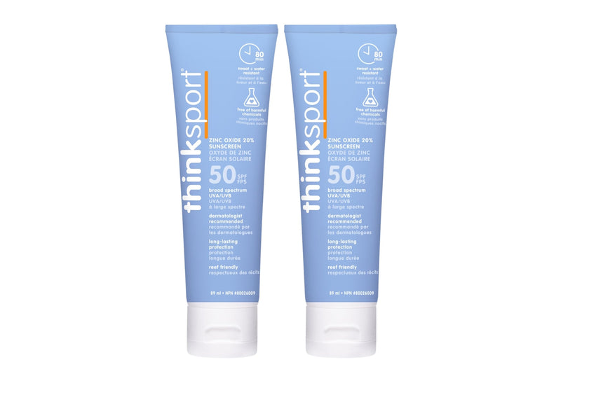 Thinksport SPF 50 plus Mineral Sunscreen, 3 Oz., Natural Sunblock for Sports & Active Use - Water Resistant - Sun Screen for Sun Protection, Pack of 2 🍁 All In One Marketplace Canada
