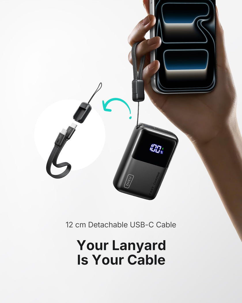 INIU Power Bank, Smallest Portable Charger 10000mAh, 45W Fast Charging Mini Battery Pack with Detachable USB-C Cable, Flight-Safe Travel Powerbank for iPhone 17 16 15 Pro Max, Samsung S26, iPad, etc 🍁 All In One Marketplace Canada