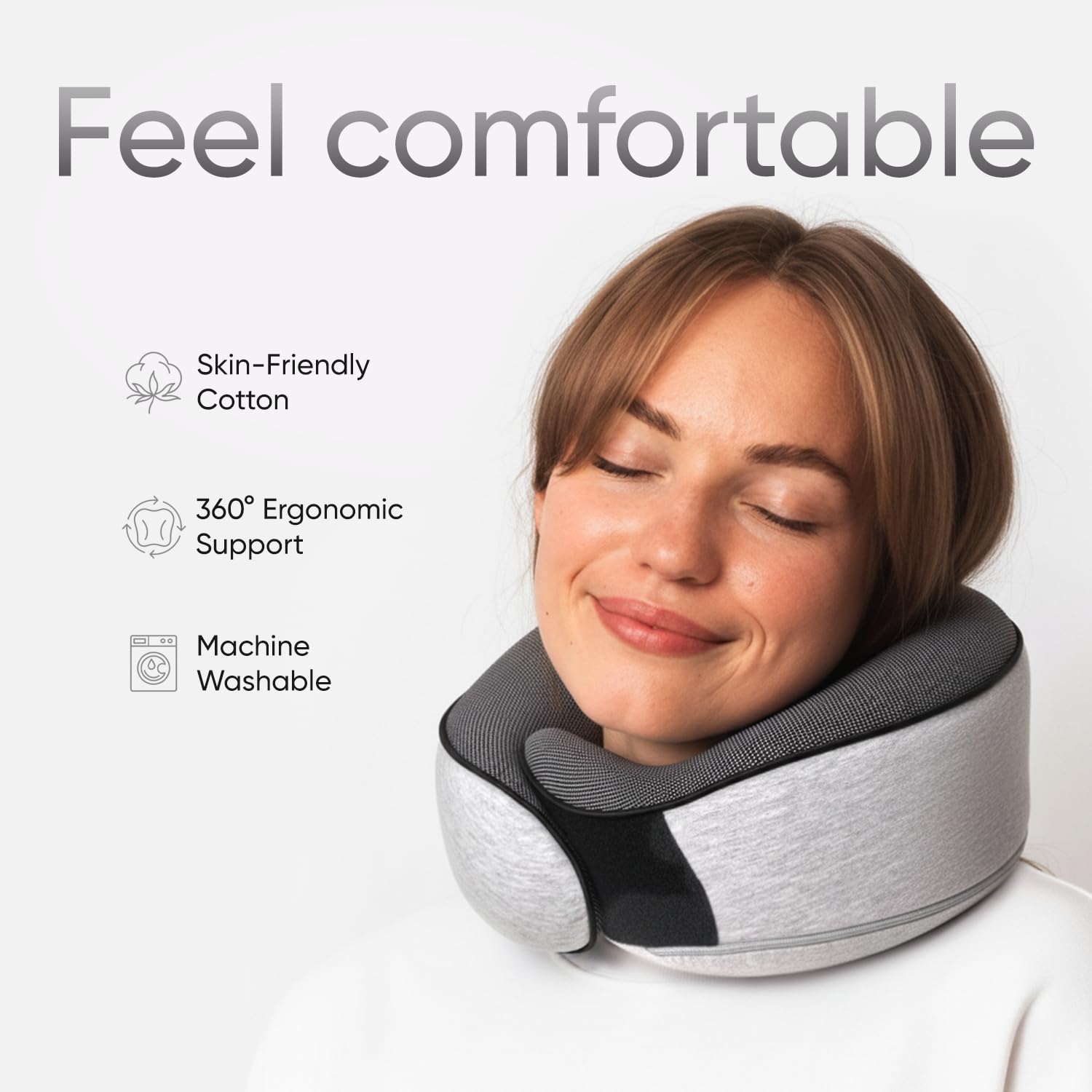 Proglobe Orthopedic Neck Pillow Travel Neck Pillows for Airplanes, Memory Foam Kit, Updated Resting Material, Airplane Travel Set with 3D Contoured Eye Masks, Earplugs, and Luxury Mesh Bag (Grey) 🍁 All In One Marketplace Canada