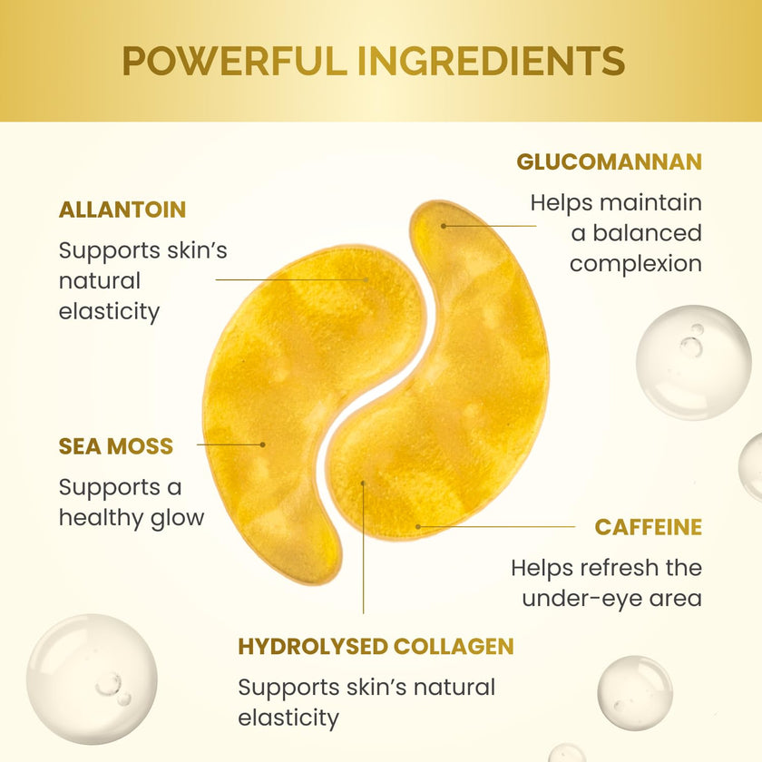 PLANTIFIQUE 24K Gold Under Eye Patches - Dermatologist Tested - 20 Pairs Cooling Eye Masks for Dark Circles & Puffiness, with Collagen & Hyaluronic Acid - Patch Yeux 🍁 All In One Marketplace Canada