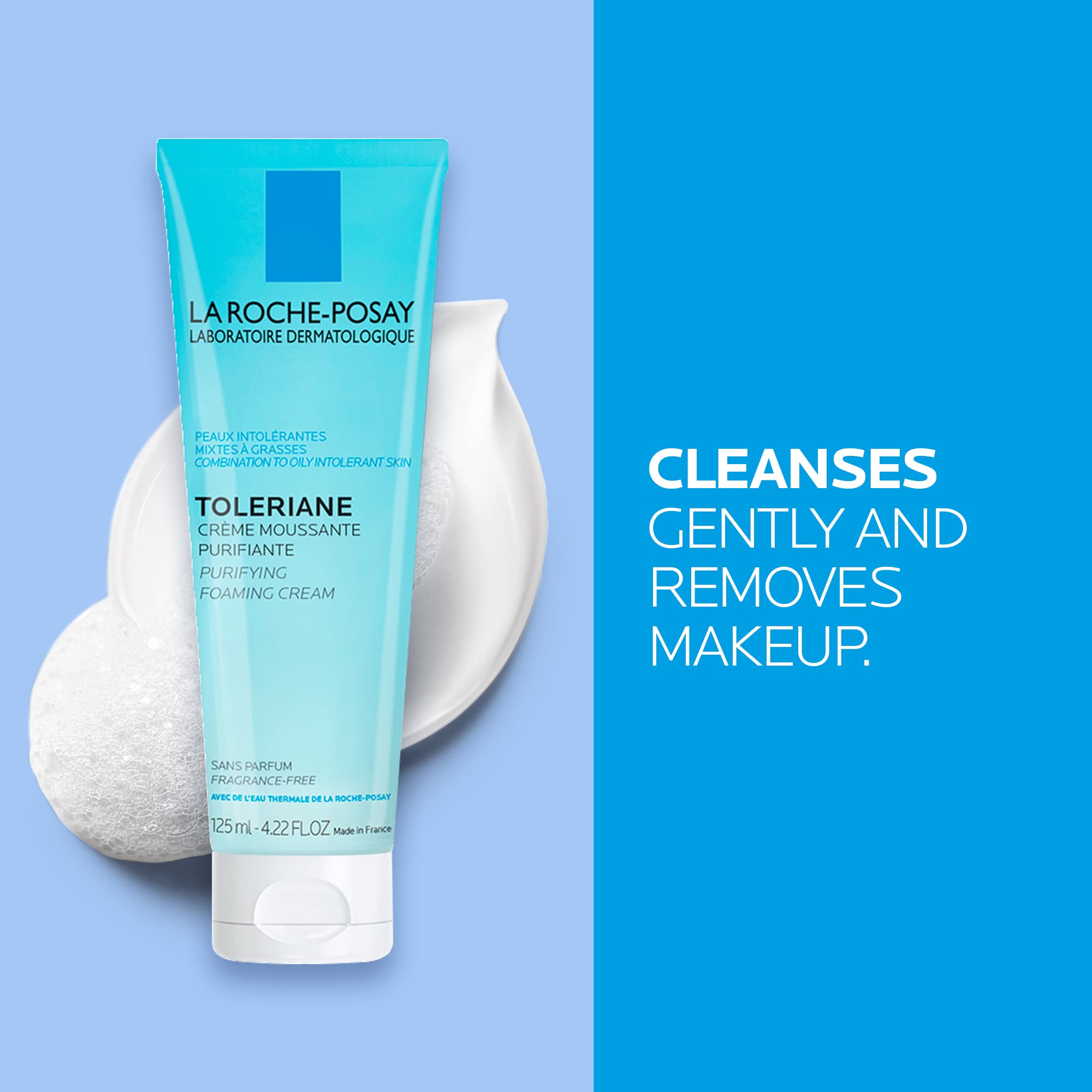 La Roche-Posay Face Cleanser, Toleriane Purifying Foaming Cream for Sensitive Skin with Glycerin, Cleanser and Makeup Remover, Fragrance Free, Preservative Free, Soap Free, Dermatologist Recommended Brand, 125 ML 🍁 All In One Marketplace Canada