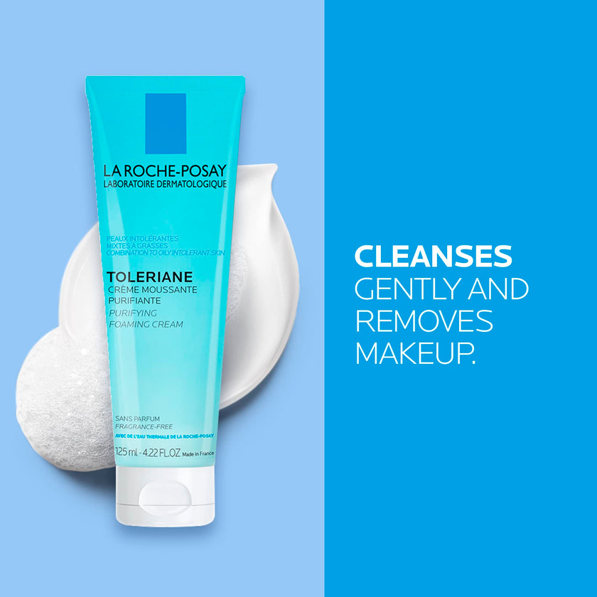 La Roche-Posay Face Cleanser, Toleriane Purifying Foaming Cream for Sensitive Skin with Glycerin, Cleanser and Makeup Remover, Fragrance Free, Preservative Free, Soap Free, Dermatologist Recommended Brand, 125 ML 🍁 All In One Marketplace Canada