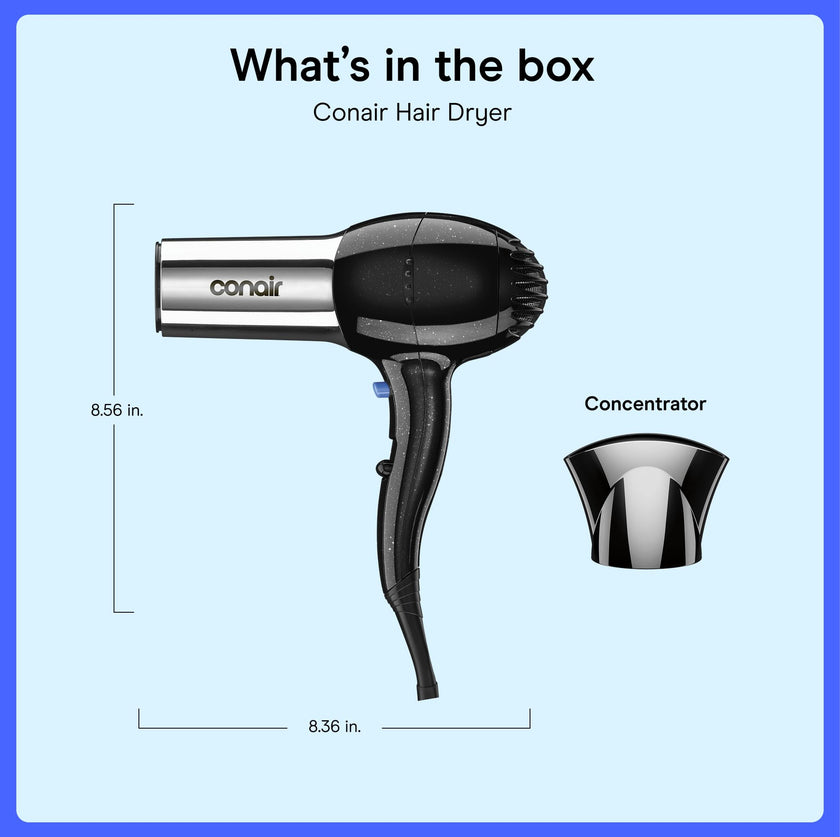 Conair 1875 Watt Pro Styler/Hair Dryer with Ionic Conditioning; Black/Chrome 🍁 All In One Marketplace Canada
