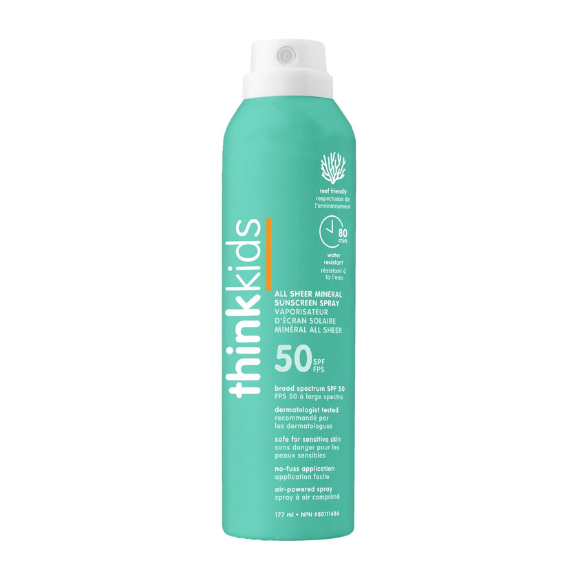 Thinksport Kids Sunscreen Spray, SPF 50 All Sheer Mineral Sunscreen, 6 Fl Oz, Clear Water Resistant Baby & Toddler Sun Screen, Natural Zinc Oxide Sun Protection 🍁 All In One Marketplace Canada