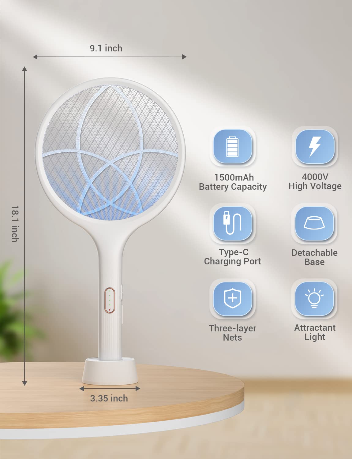 YISSVIC Bug Zapper Racket 4000 Volt Electric Fly Swatter Fly Zapper Indoor Outdoor Dual Modes with Attractant Light Rechargeable 🍁 All In One Marketplace Canada