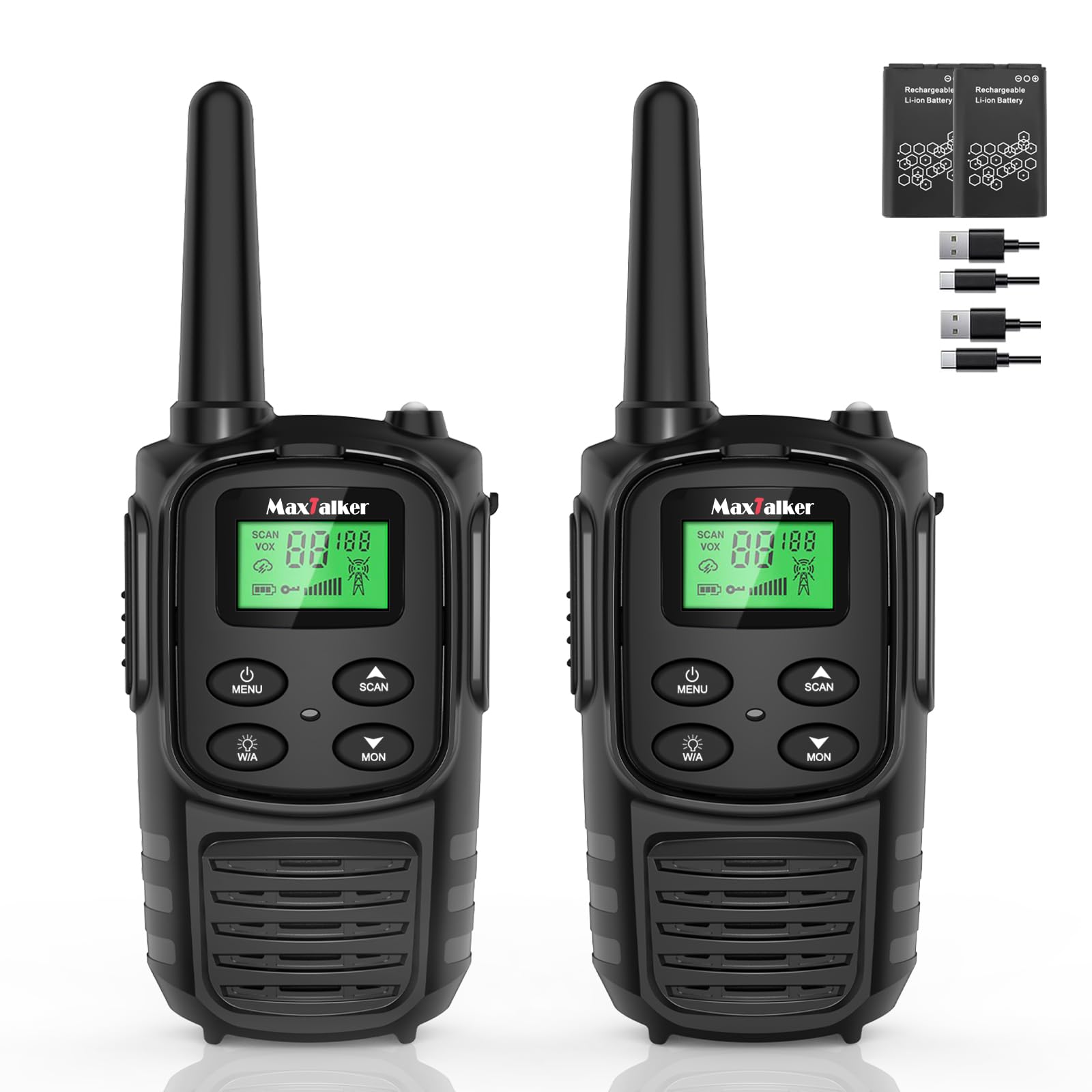 Walkie Talkies Long Range for Adult, MT10 Rechargeable Walkie Talkies FRS Two Way Radio, NOAA, 1200mAh Li-ion Battery USB-C Cable, LED Flashlight, VOX Walkie Talkie for Hiking Camping 2Pack 🍁 All In One Marketplace Canada